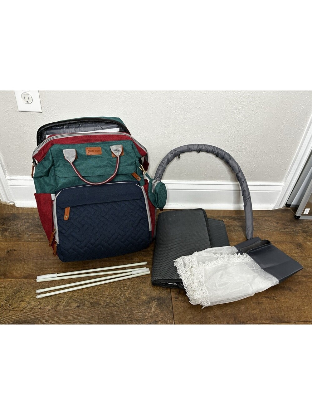 Good Mum 3-in-1 Diaper Bag Backpack Convertible Portable Bassinet Travel Crib